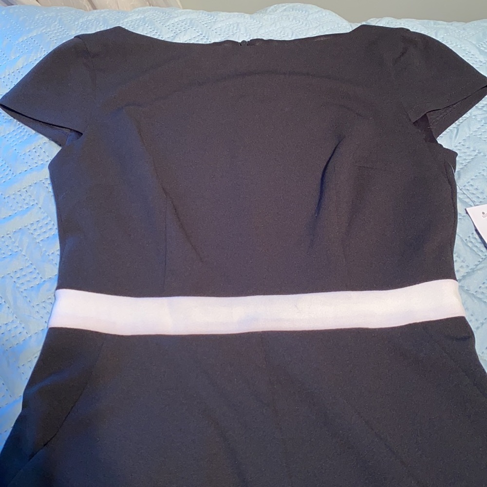 Donna Morgan Woman’s short sleeve contrast jumpsuit wide leg black white size 6 - Picture 5 of 8